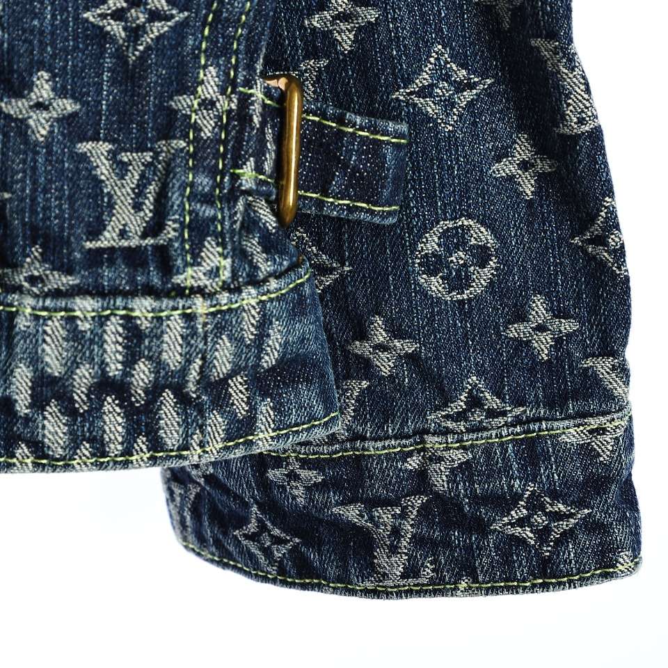 YESKICKS Louis Vuitton Street Style Monogram Logo Print Denim Jacket For Unisex - Image 4