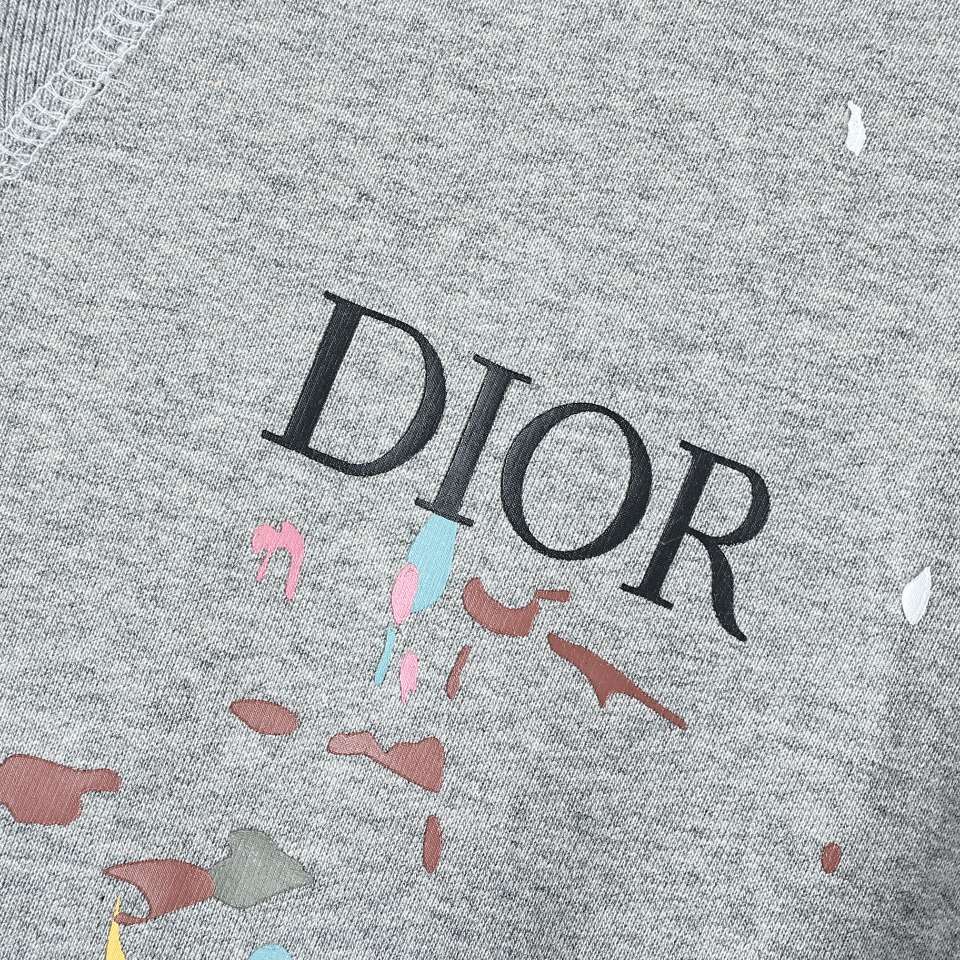 YESKICKS Dior Handmade Splattered Ink Sweatshirt For Unisex Gray And White - Image 13