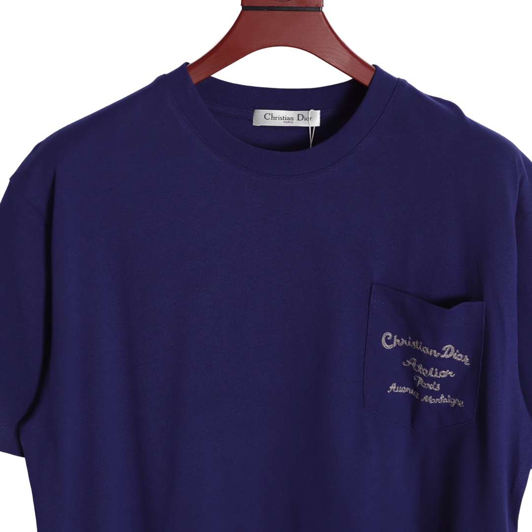 YESKICKS Dior Signature Embroidered Letter T-Shirt For Unisex Gray And Blue - Image 14