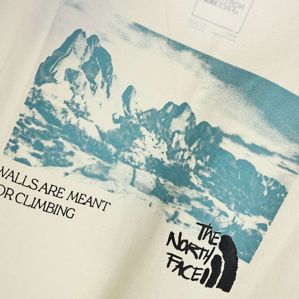 YESKICKS The North Face Climber's Collection Gunstock Short Sleeve Crew Neck T-Shirt For Unisex Blue And Apricot - Image 14