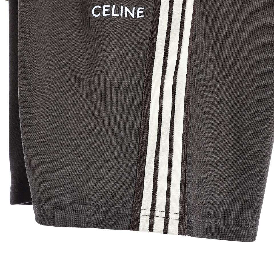 YESKICKS Celine Classic Embroidered Webbing Shorts For Unisex Black And Deep Gray - Image 14