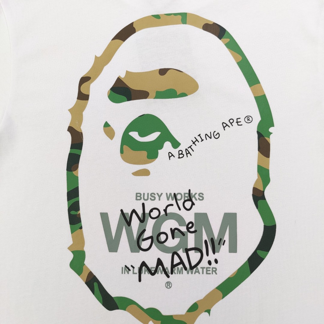 YESKICKS Bape Letter Camouflage Color Print T-Shirt for Unisex Black And White - Image 14