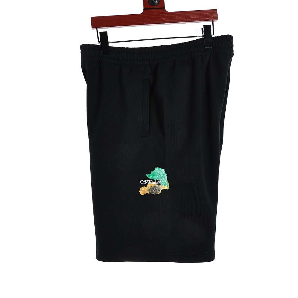 YESKICKS Off White Colorful Oil Painting Arrow Print Shorts Pants For Unisex Black And White - Image 15