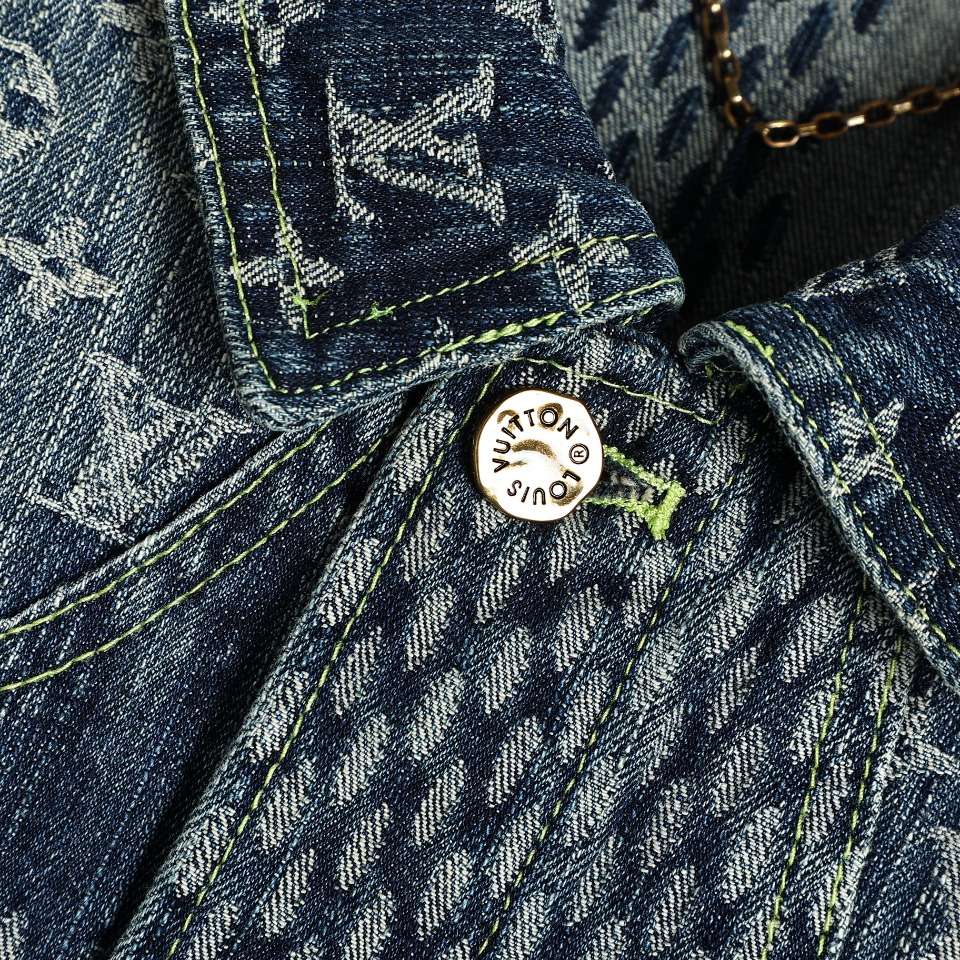 YESKICKS Louis Vuitton Street Style Monogram Logo Print Denim Jacket For Unisex - Image 6