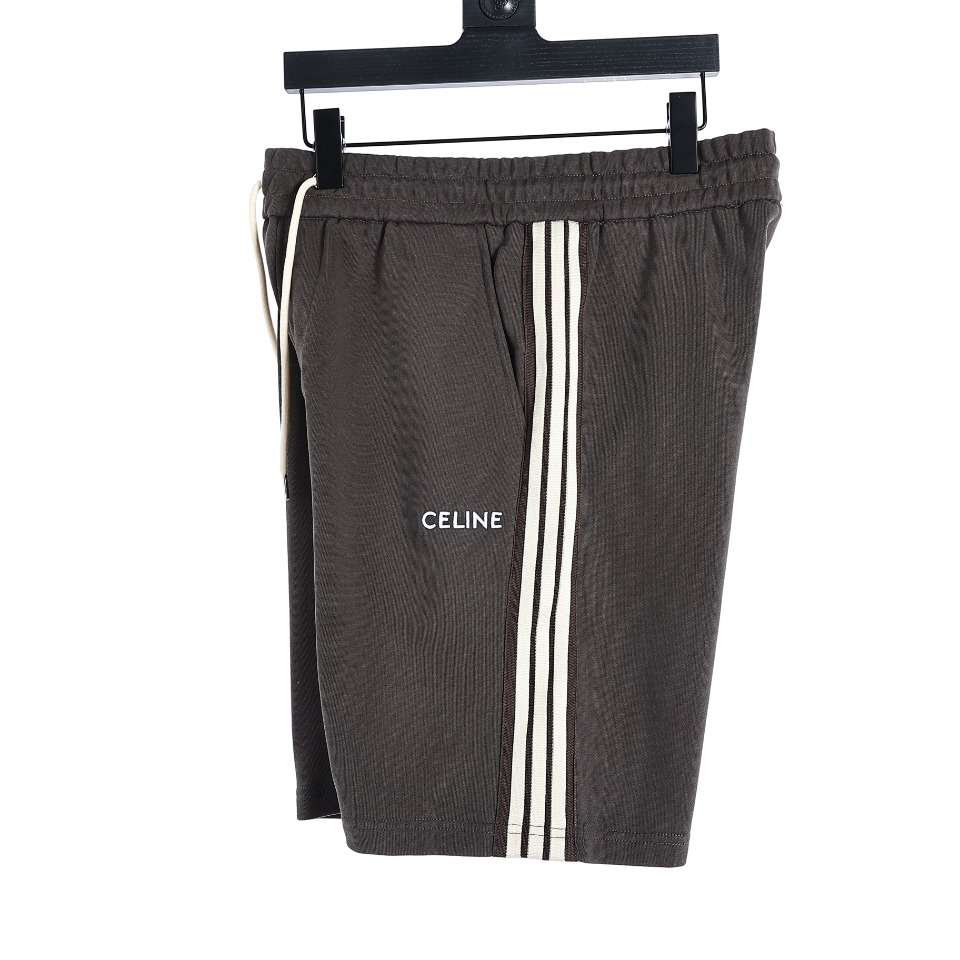 YESKICKS Celine Classic Embroidered Webbing Shorts For Unisex Black And Deep Gray - Image 16