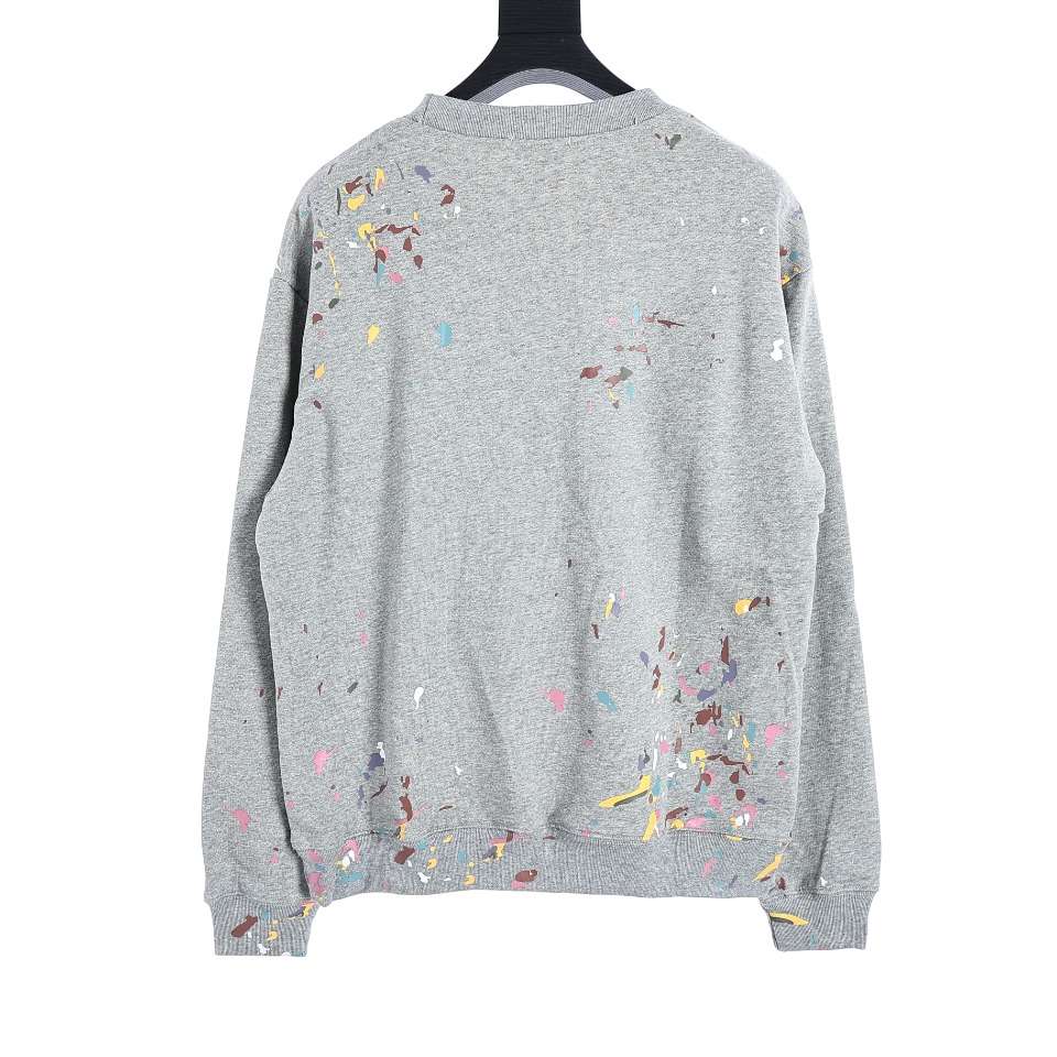 YESKICKS Dior Handmade Splattered Ink Sweatshirt For Unisex Gray And White - Image 16