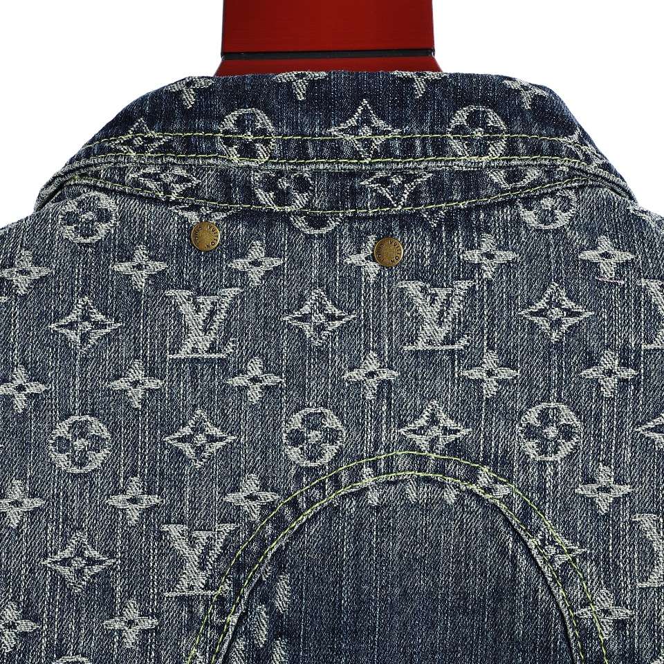 YESKICKS Louis Vuitton Street Style Monogram Logo Print Denim Jacket For Unisex - Image 7