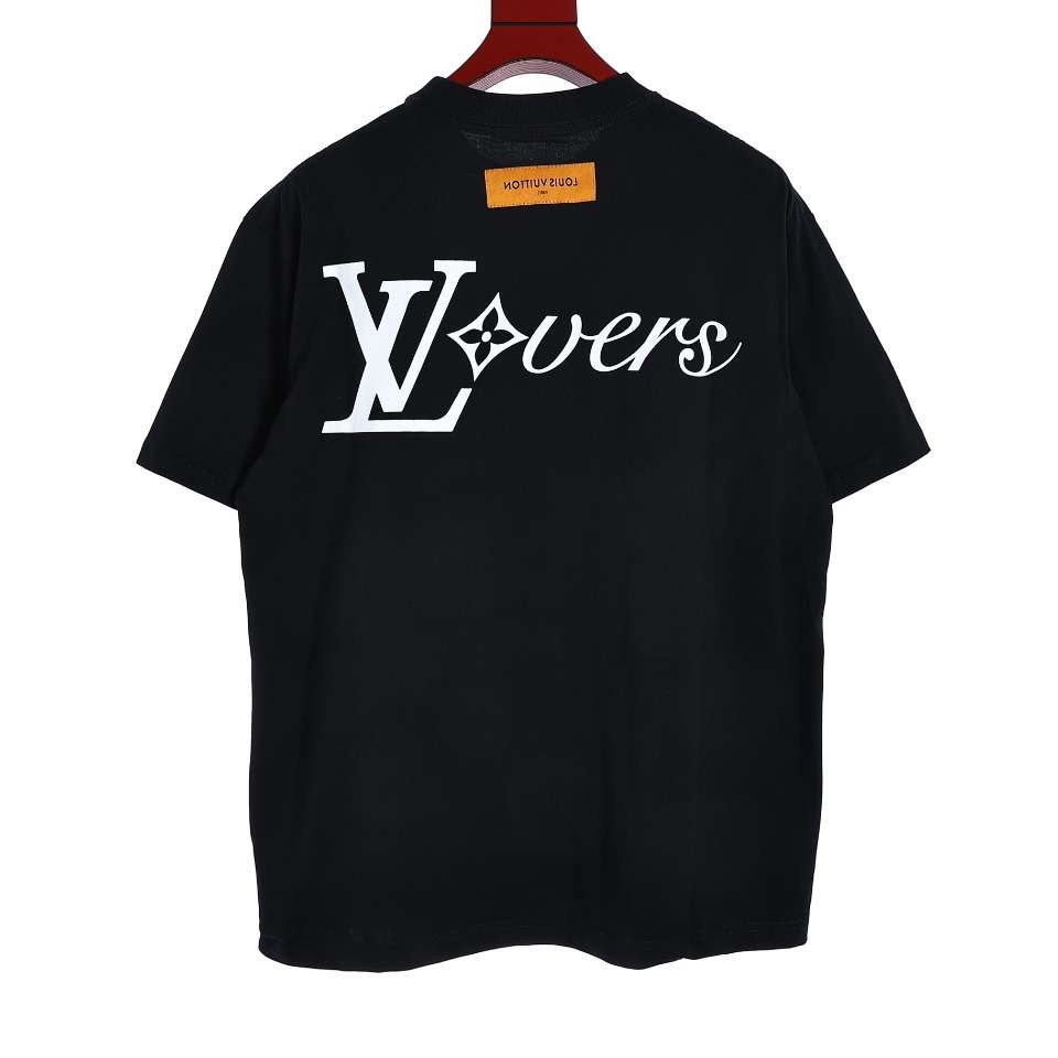 YESKICKS Louis Vuitton Letter Print T-Shirt For Unisex Black And White - Image 13