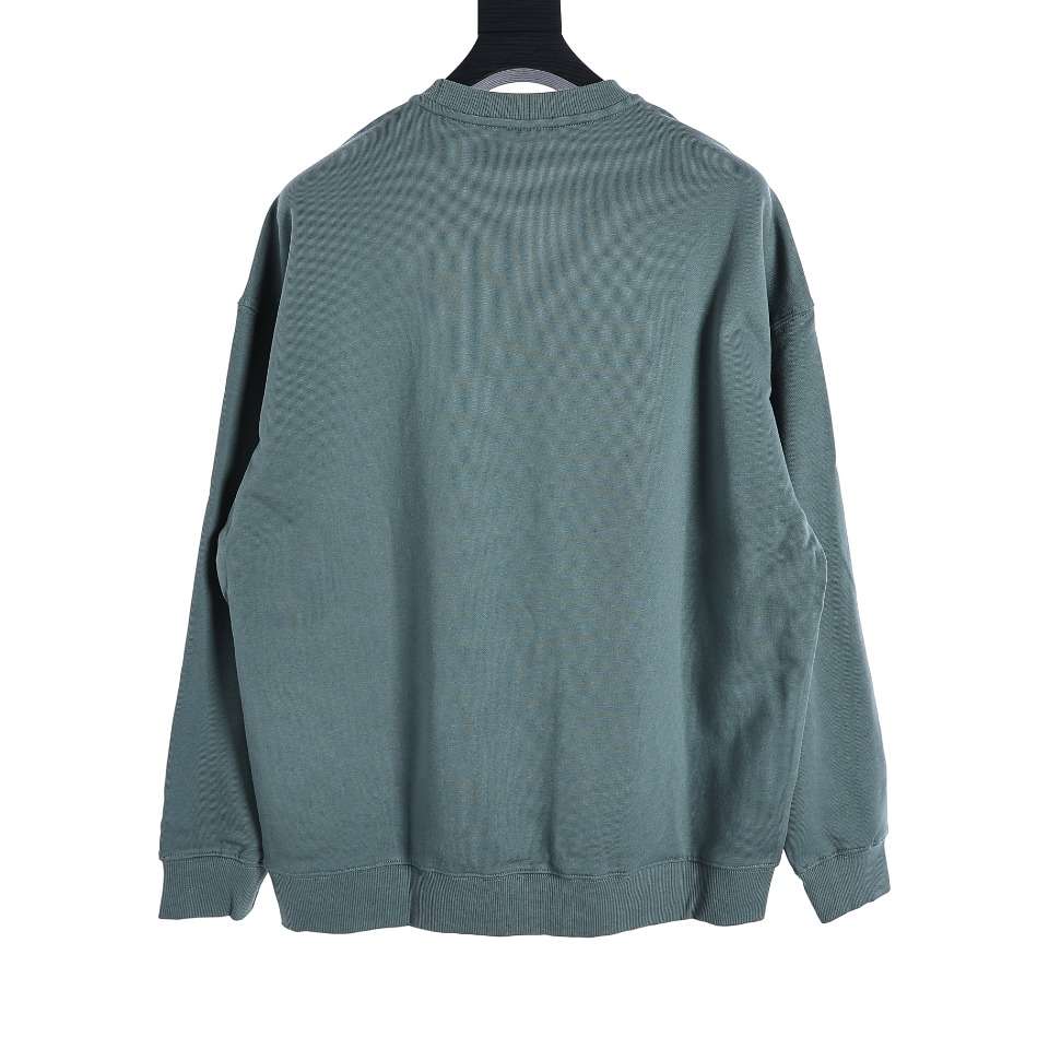 YESKICKS Balenciaga Double B Logo Embroidered Crew Neck Sweatshirt For Unisex Deep Gray Light Gray And Light Blue - Image 16