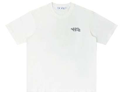 YESKICKS Offwhite Arrow Pattern Print T-Shirt for Unisex Black And White