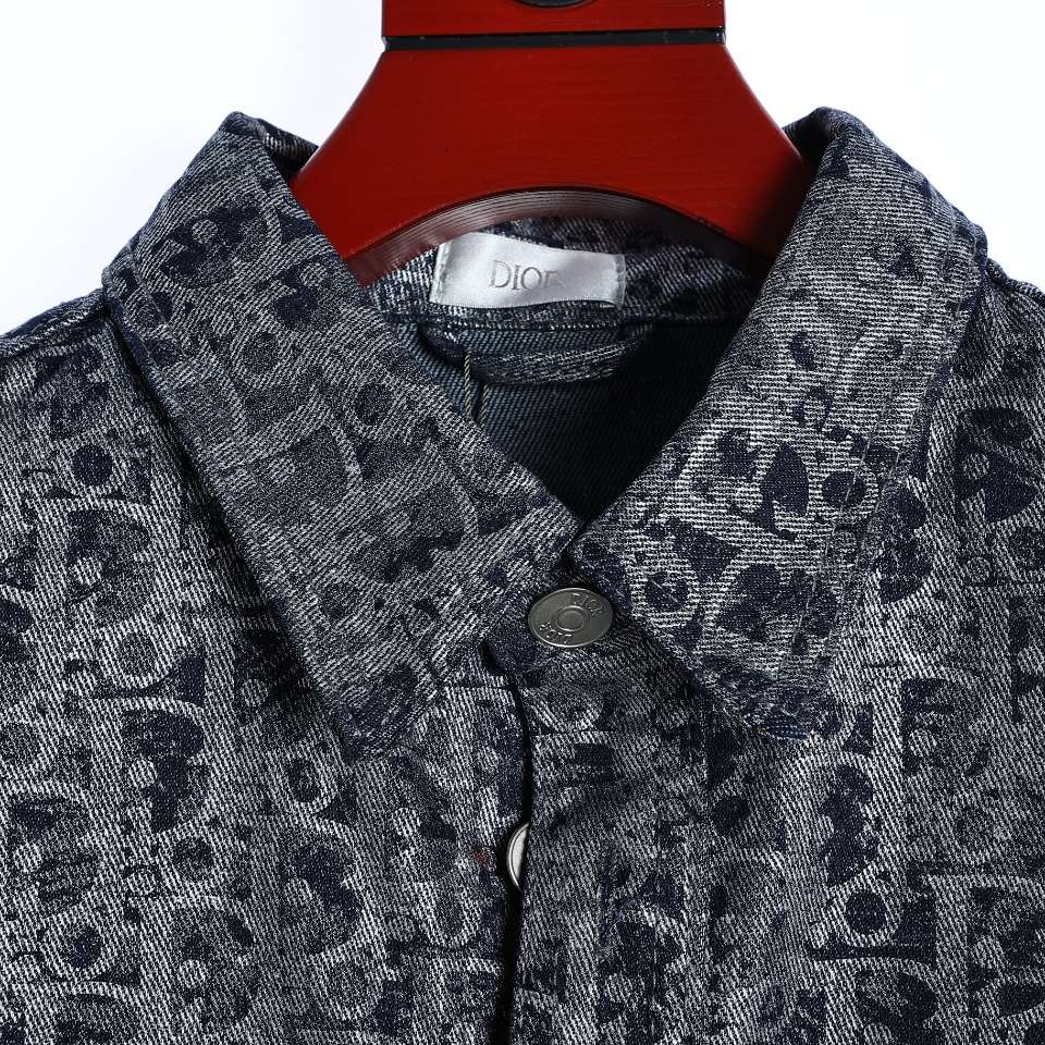 YESKICKS Dior Monogram Street Style Denim Jacket Coat for Unisex - Image 2