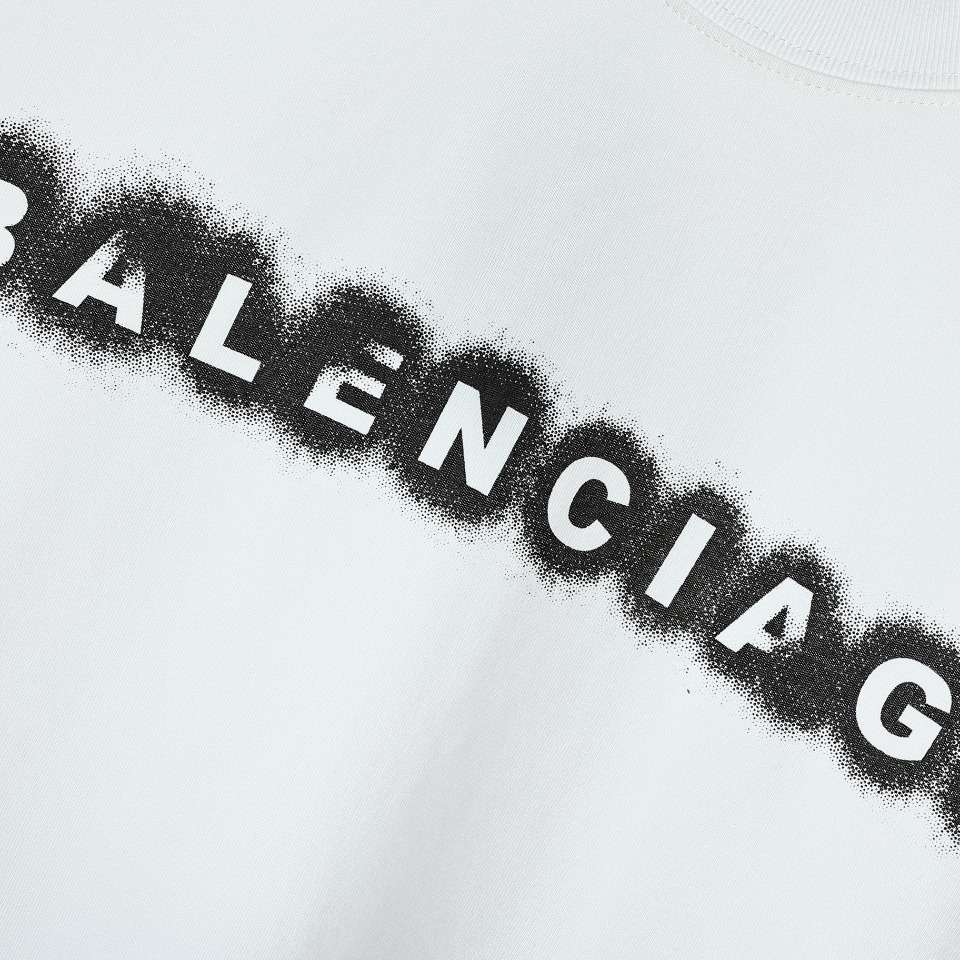 YESKICKS Balenciaga Logo Letter Print T-shirt for Unisex Black And White - Image 2