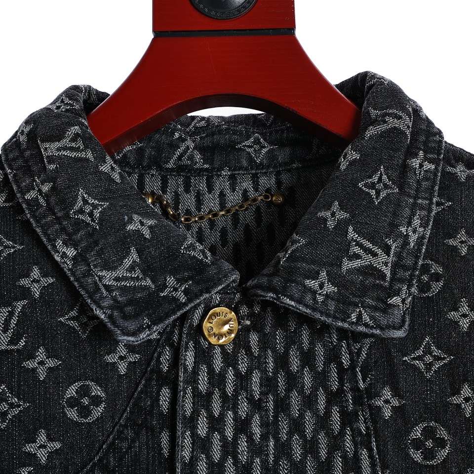 YESKICKS Louis Vuitton Street Style Monogram Logo Print Denim Jacket For Unisex - Image 2