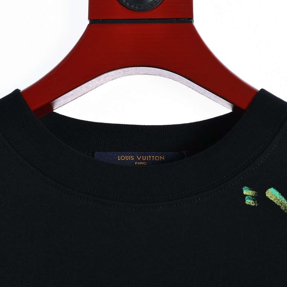 YESKICKS Louis Vuitton Hand Painted Duck on Back T-Shirt For Unisex Black And White - Image 2