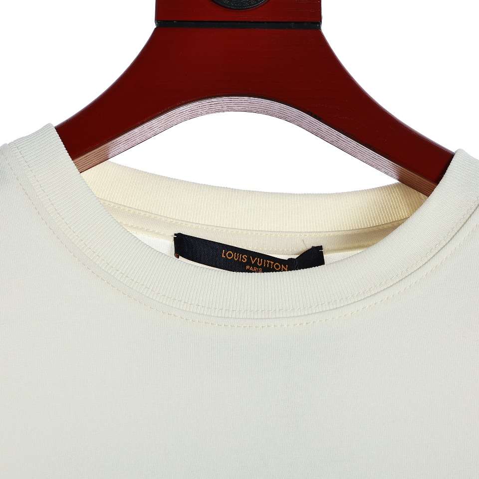 YESKICKS Louis Vuitton Graffiti Logo Foam Print T-Shirt For Unisex Black And White - Image 2