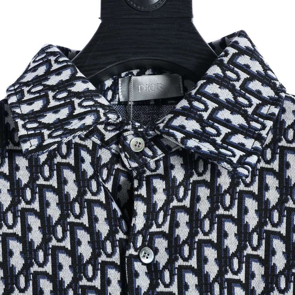 YESKICKS Dior Monogram Print Jacquard Shirt For Unisex Black And Green - Image 2