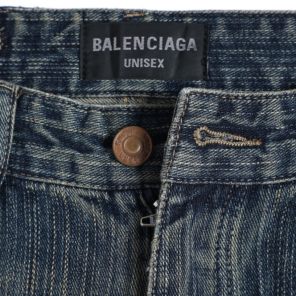 YESKICKS Balenciaga Blue Washed Orange Flared Jeans - Image 2