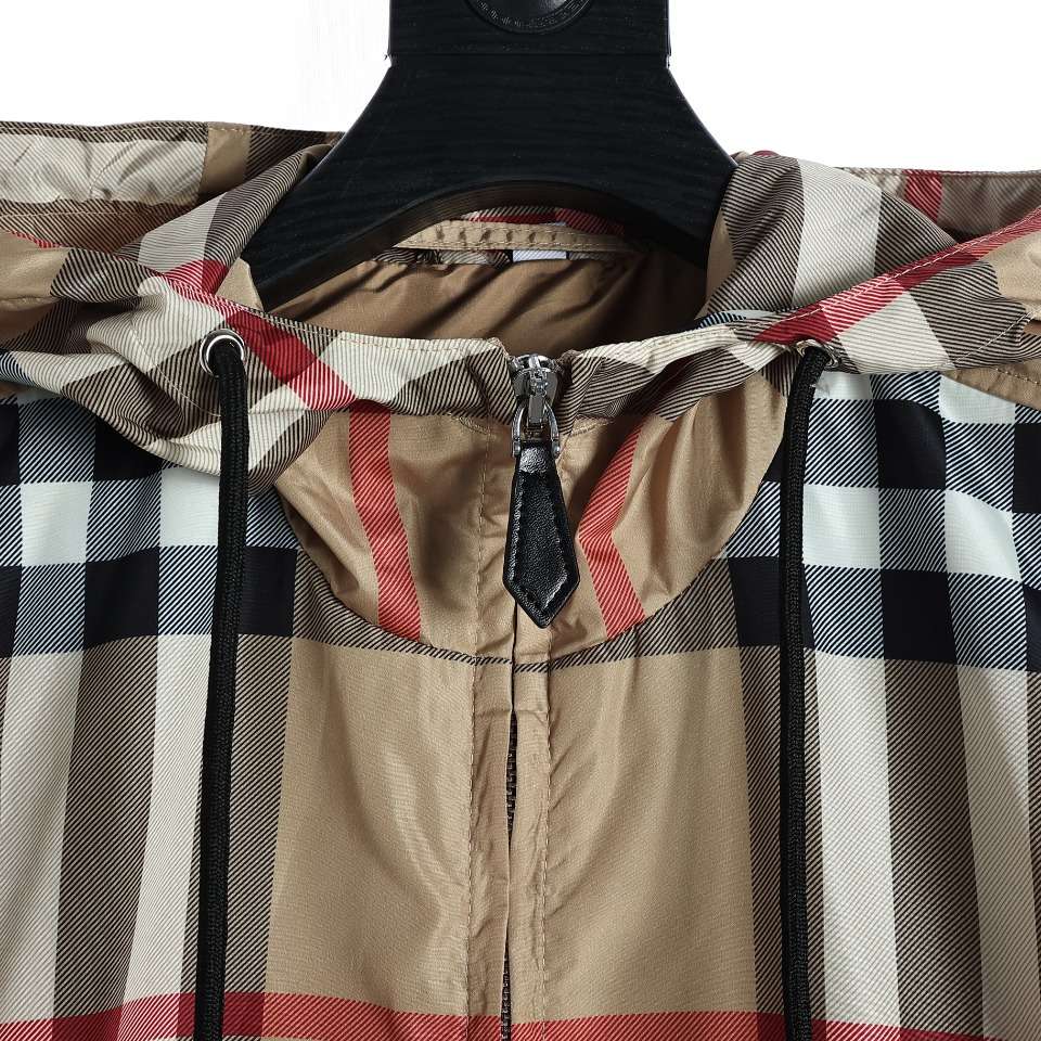 YESKICKS Burberry Plaid Thick Rubber Letter Zipper Hooded Jacket Coat For Unisex - Image 2
