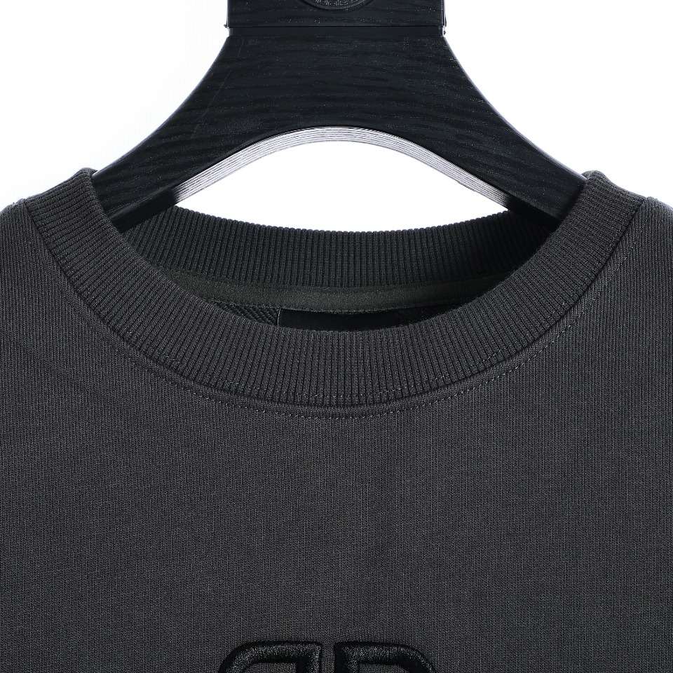 YESKICKS Balenciaga Double B Logo Embroidered Crew Neck Sweatshirt For Unisex Deep Gray Light Gray And Light Blue - Image 2