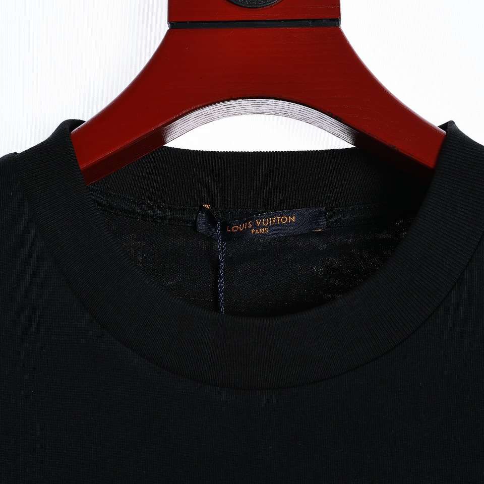 YESKICKS Louis Vuitton Movie Studio Theme Flocked T-Shirt For Unisex Black And White - Image 2