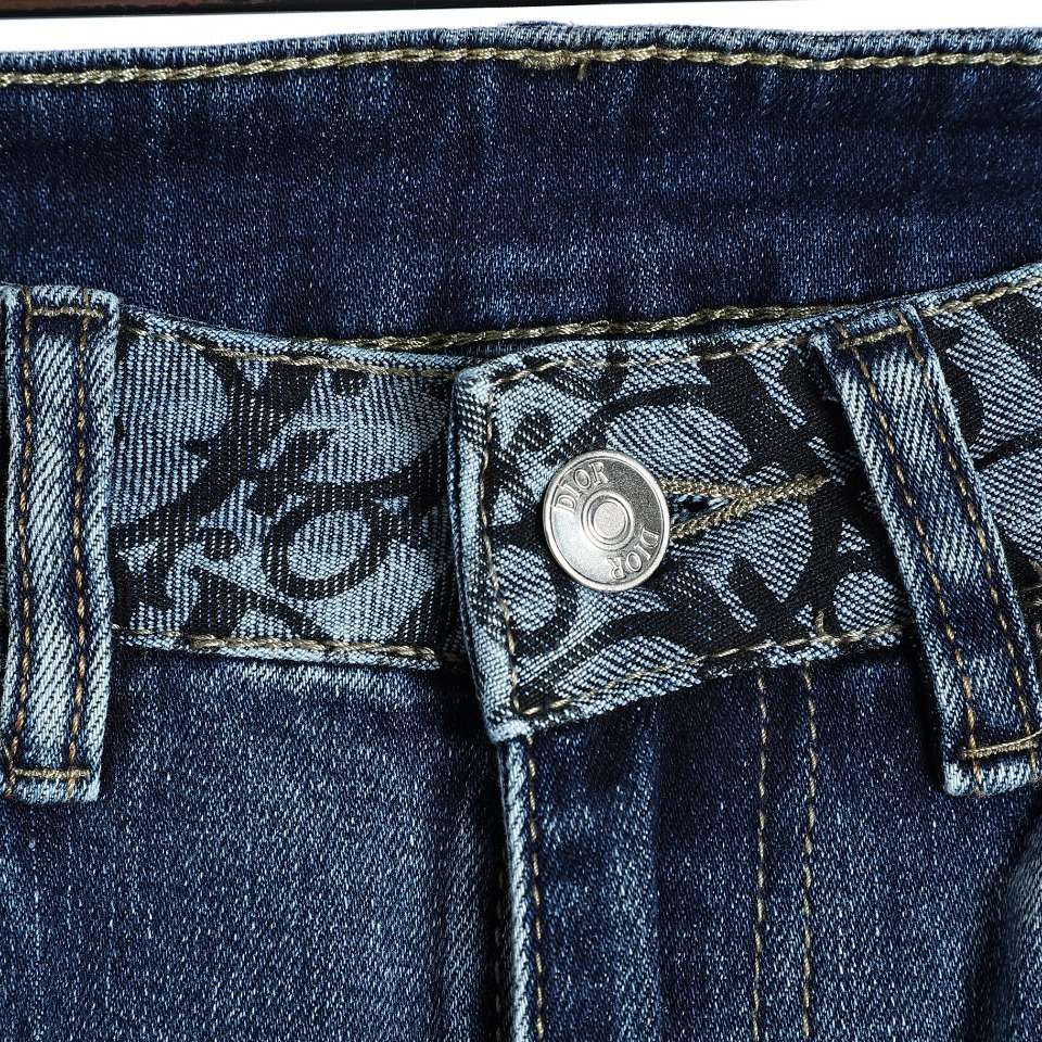YESKICKS Dior Jeans With Logo Printed All Over The Pockets For Unisex - Image 2
