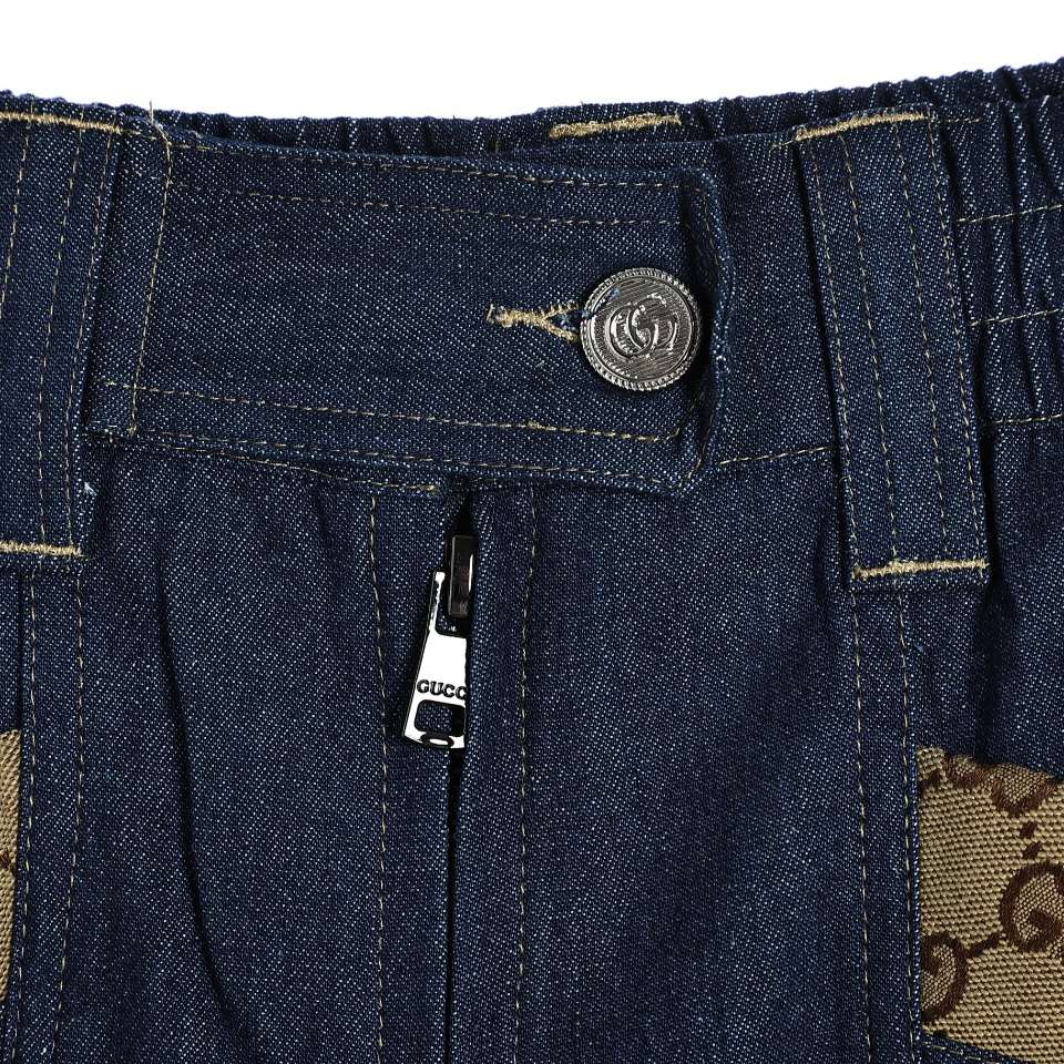 YESKICKS Gucci Patchwork Denim Shorts Pants For Men - Image 2