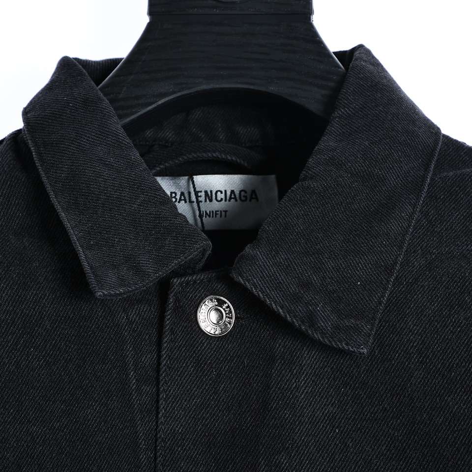 YESKICKS Balenciaga Denim Jacket With Rhinestones On The Back For Unisex - Image 2