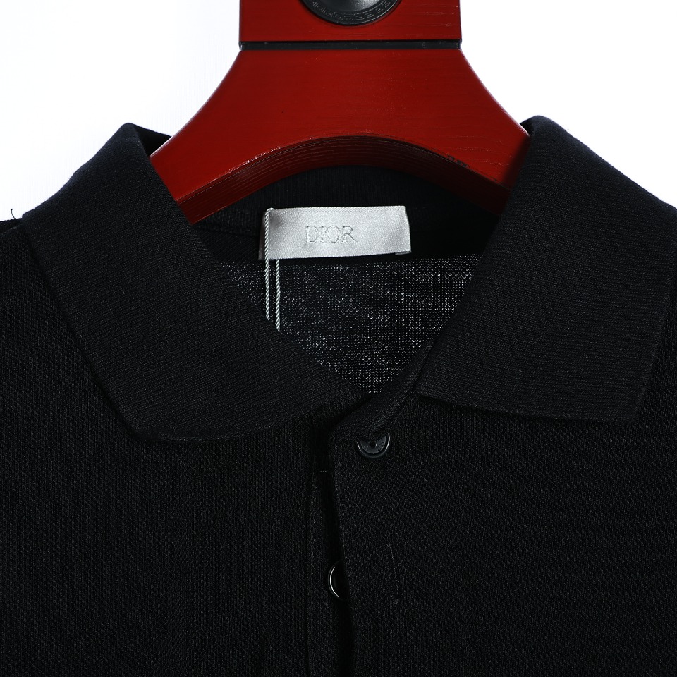 YESKICKS Dior Wing Embroidery Polo Shirt For Men Black And White - Image 2