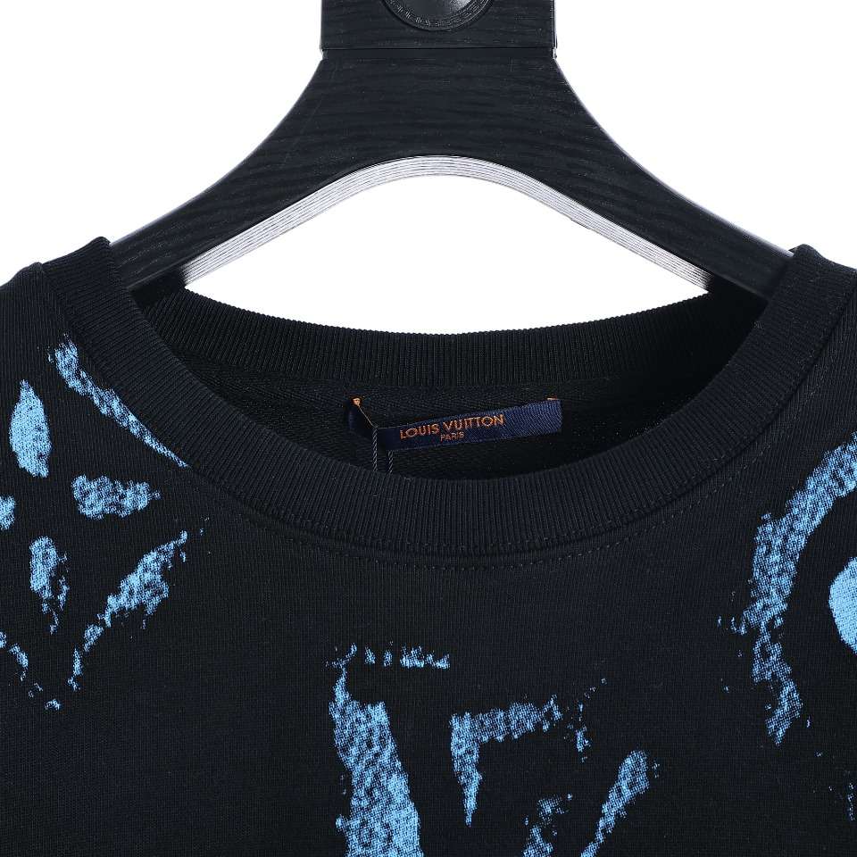 YESKICKS Louis Vuitton Monogram Gradient Inkjet Large Logo Crew Neck Sweatshirt For Unisex Black And White - Image 2