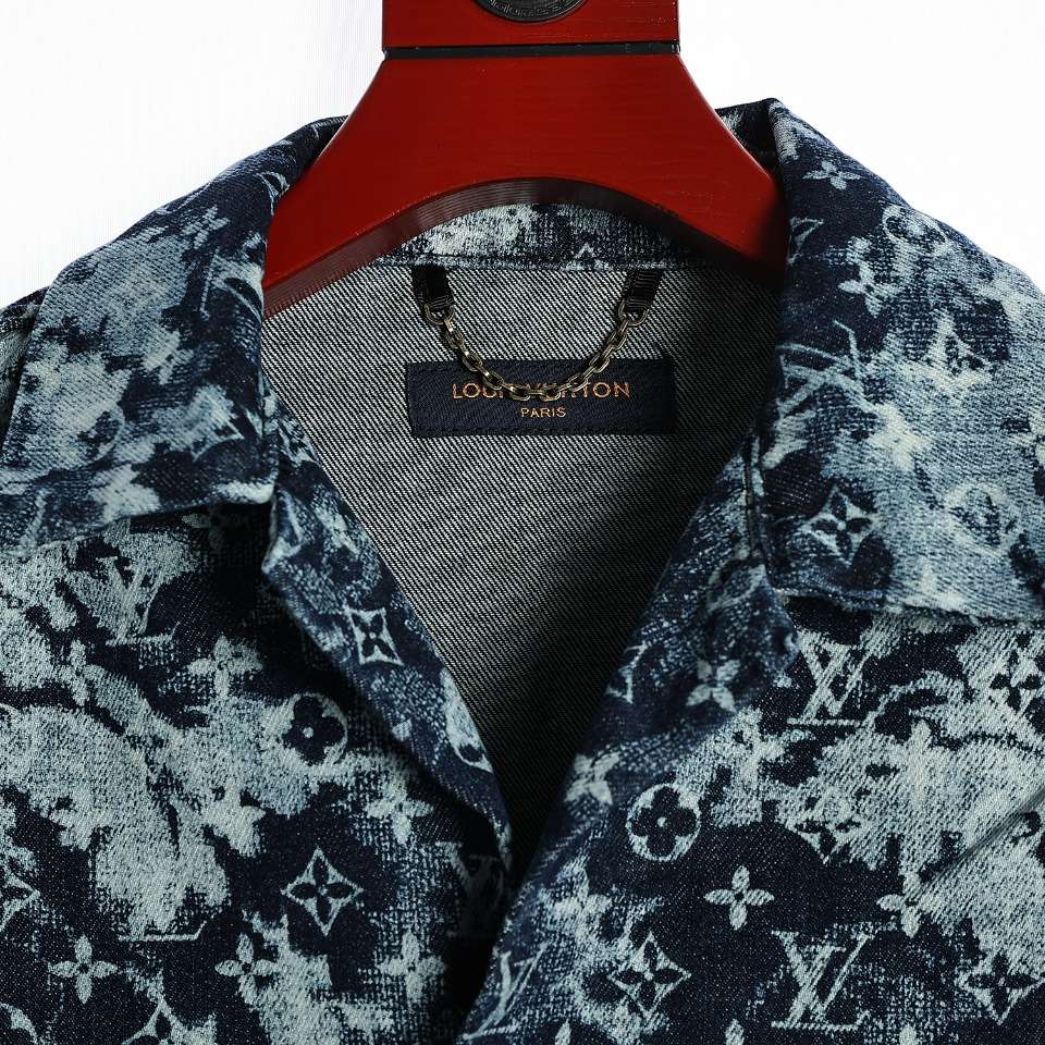 YESKICKS Louis Vuitton Monogram Rendered Denim Baseball Jersey Shirt For Unisex - Image 2