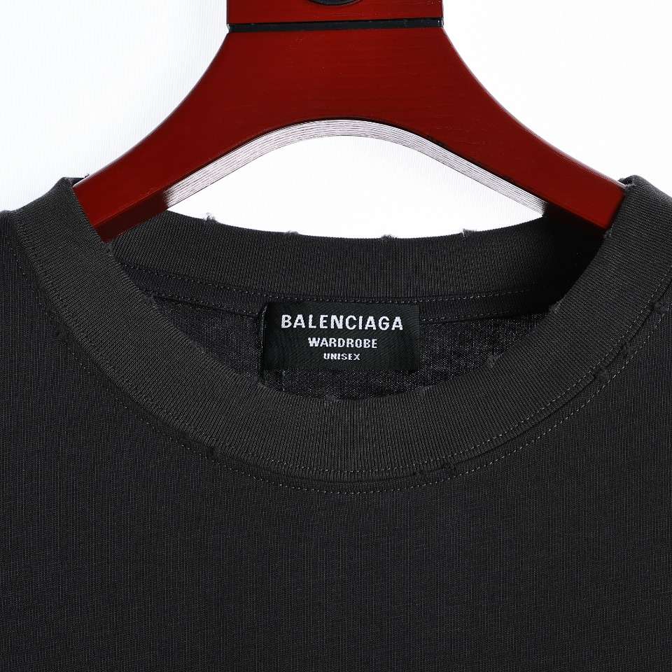 YESKICKS Balenciaga BB Scissor Crackle Printed Torn Short Sleeve T-Shirt For Unisex - Image 2