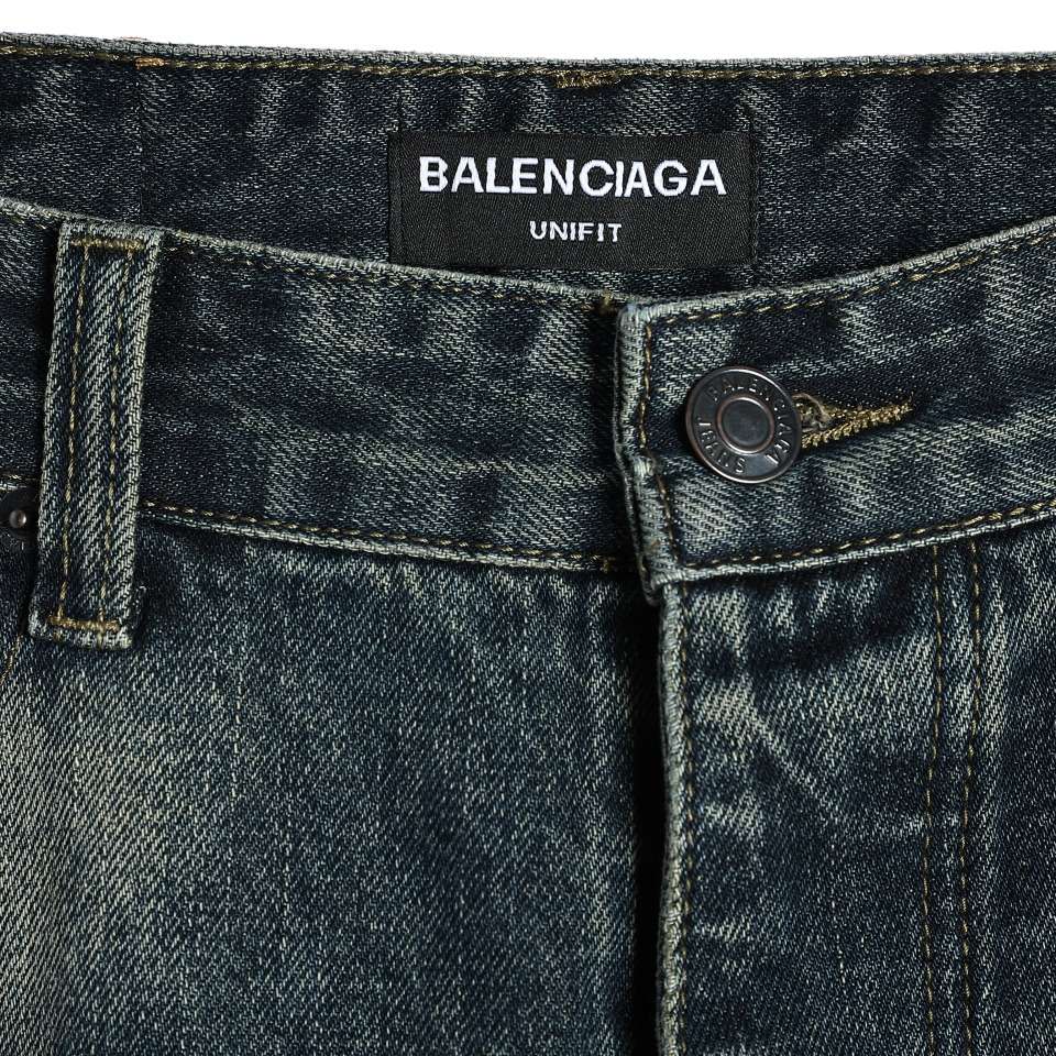 YESKICKS Balenciaga Washed And Distressed Denim Jeans For Unisex - Image 2