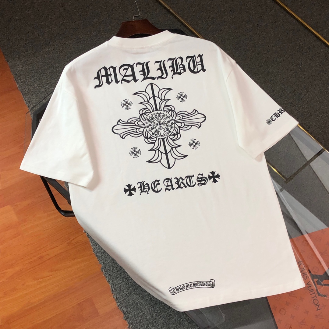 YESKICKS Chrome Hearts Vintage Letter Print T-Shirt for Unisex Black And White - Image 2