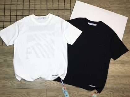 YESKICKS Offwhite Print T-Shirt for Unisex Black And White