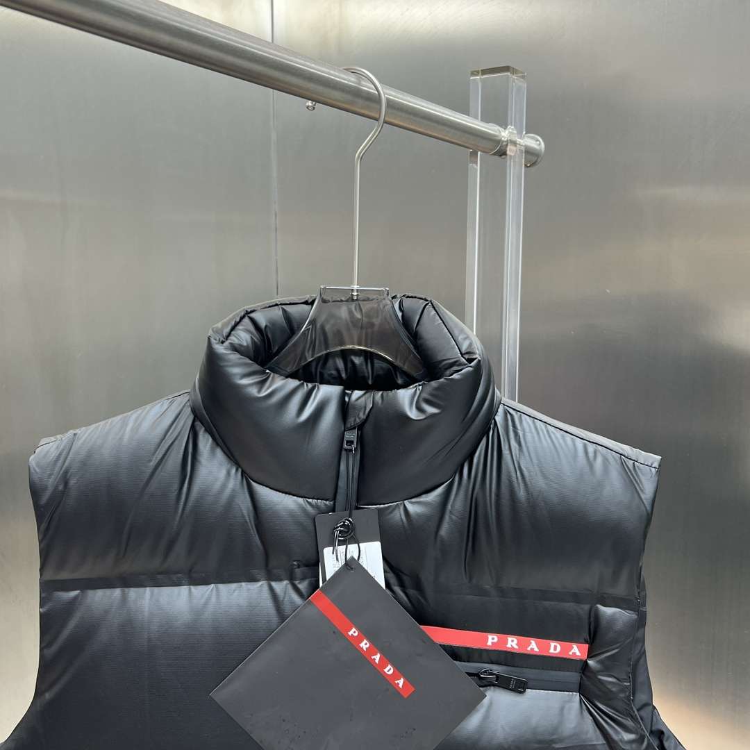 YESKICKS Prada Packable Hidden Cap Down Vest For Unisex - Image 2