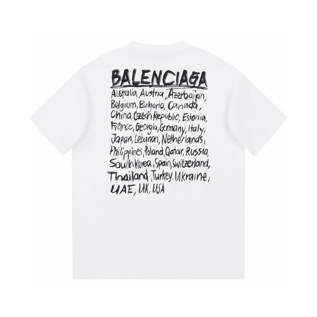 YESKICKS Balenciaga Logo Print T-shirt for Unisex Black and White - Image 3