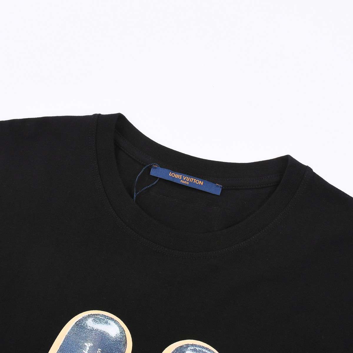 YESKICKS Louis Vuitton Slippers Cartoon Print T-Shirt For Unisex Black And White - Image 2