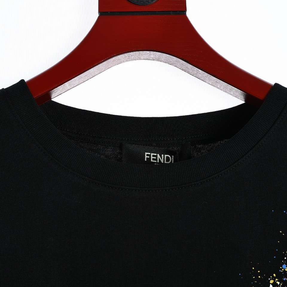 YESKICKS Fendi Color Clash Logo Print T-Shirt for Unisex Black And White - Image 2