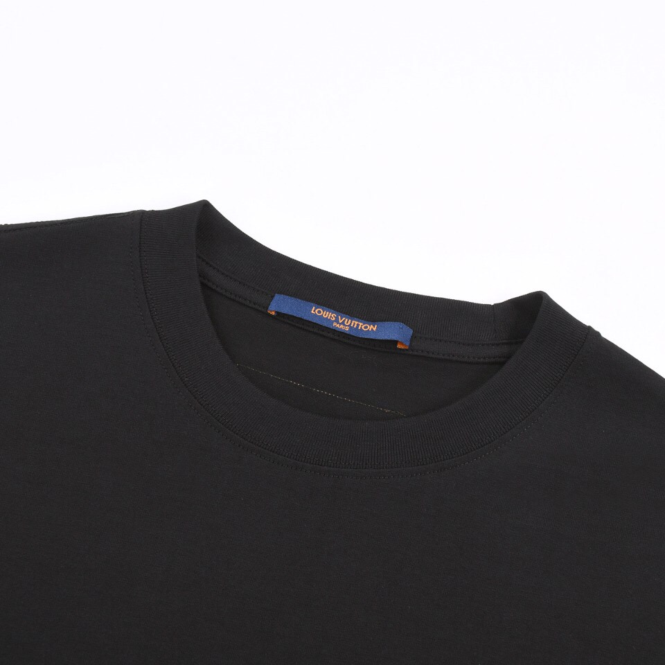 YESKICKS Louis Vuitton Color Clash Logo Flower Print T-Shirt For Unisex Black - Image 2