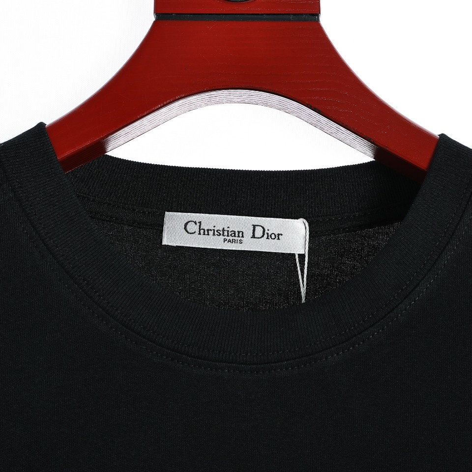 YESKICKS Dior Letter Print T-Shirt for Unisex Black And White - Image 2