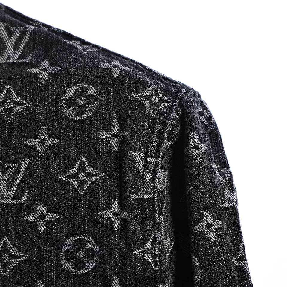 YESKICKS Louis Vuitton Street Style Monogram Logo Print Denim Jacket For Unisex - Image 3