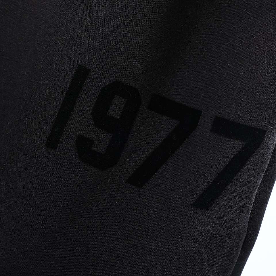 YESKICKS Fear Of God Washed 1977 Flocked Letter Print Shorts Pants for Men - Image 3