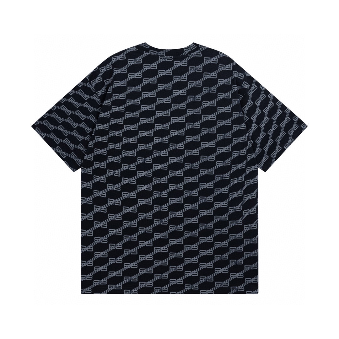 YESKICKS Balenciaga Monogram Logo Print T-shirt for Unisex Black and Coffee - Image 3