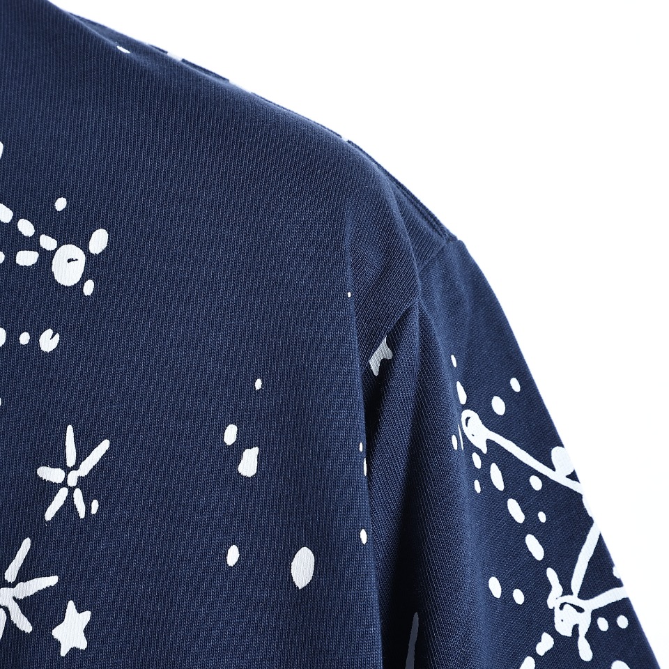 YESKICKS Gucci Star Grove Printed T-Shirt For Unisex Blue And Apricot - Image 3