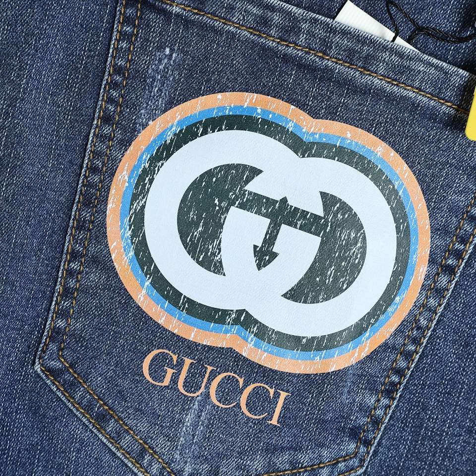 YESKICKS Gucci Double G Printed Logo Jeans For Unisex - Image 3