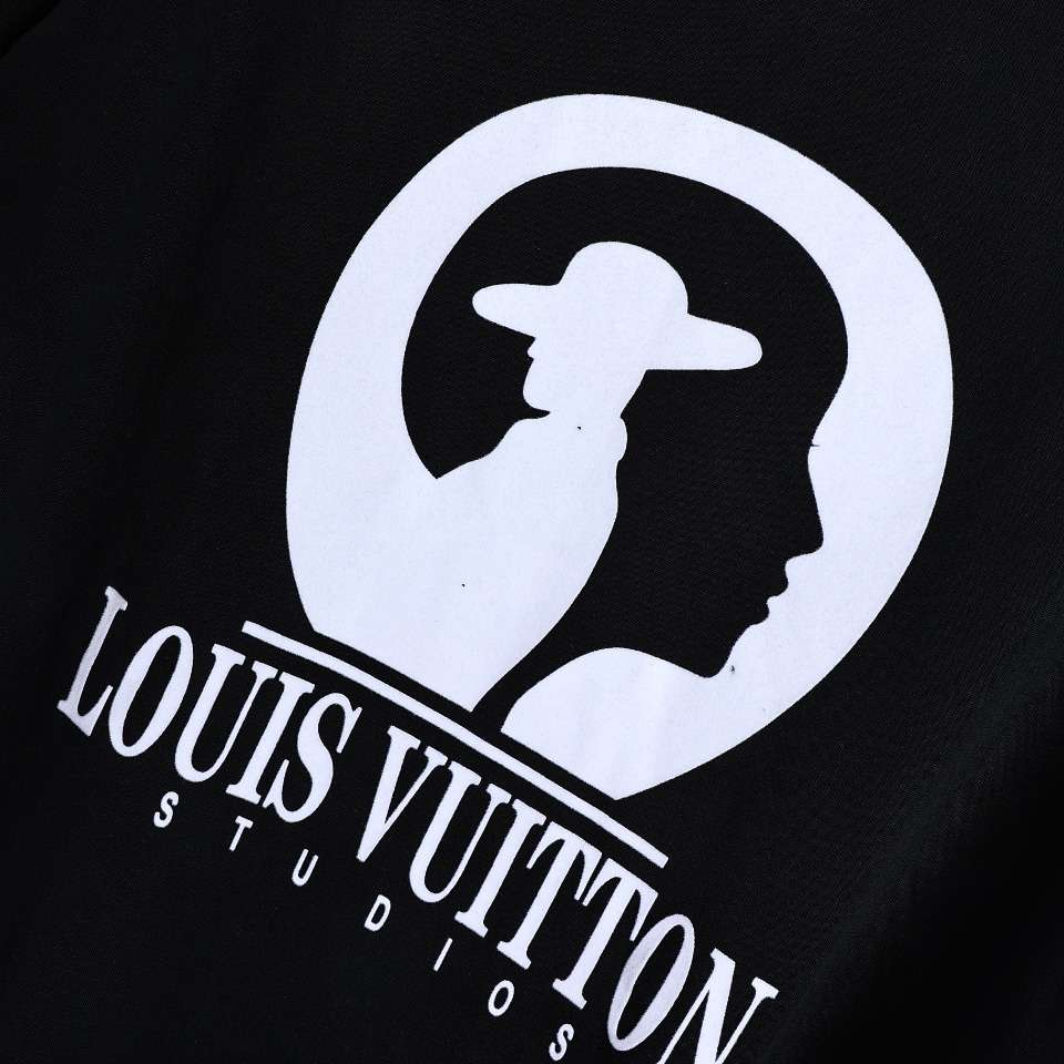 YESKICKS Louis Vuitton Movie Studio Theme Flocked T-Shirt For Unisex Black And White - Image 3