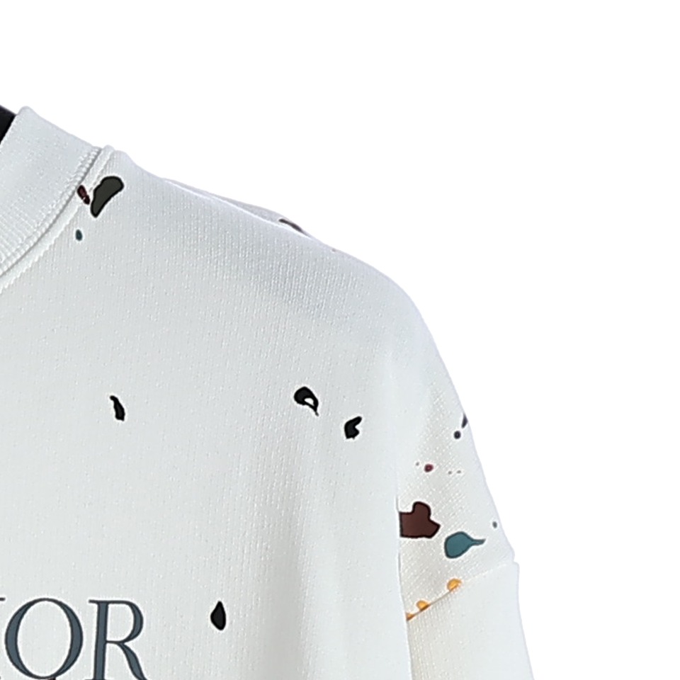 YESKICKS Dior Handmade Splattered Ink Sweatshirt For Unisex Gray And White - Image 3