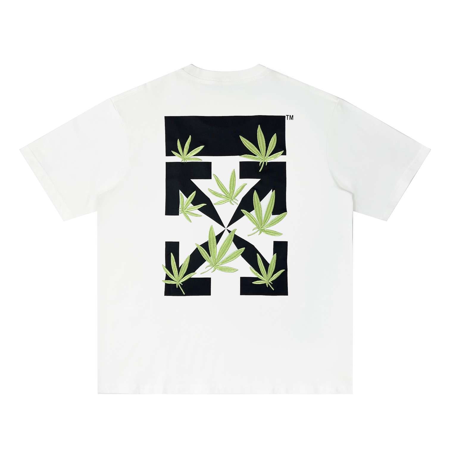 YESKICKS Offwhite Arrow Leaf Pattern Print T-Shirt for Unisex Black And White - Image 5