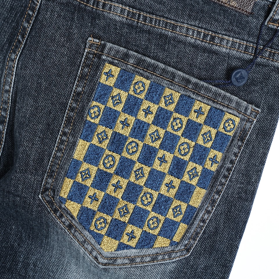 YESKICKS Louis Vuitton Street Style Printed Pockets Jeans For Unisex - Image 4