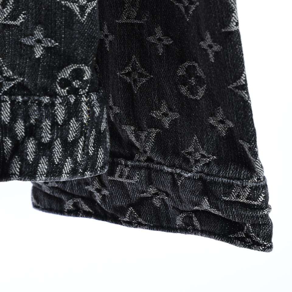YESKICKS Louis Vuitton Street Style Monogram Logo Print Denim Jacket For Unisex - Image 4